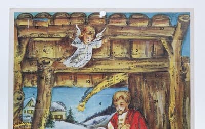 Vintage Made In Germany Festive Nativity Paper Christmas Advent Calendar - Thumbnail 2