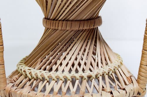 Vintage Wicker Rattan Fan Back Peacock Handmade Doll Armchair 17" - Thumbnail 5