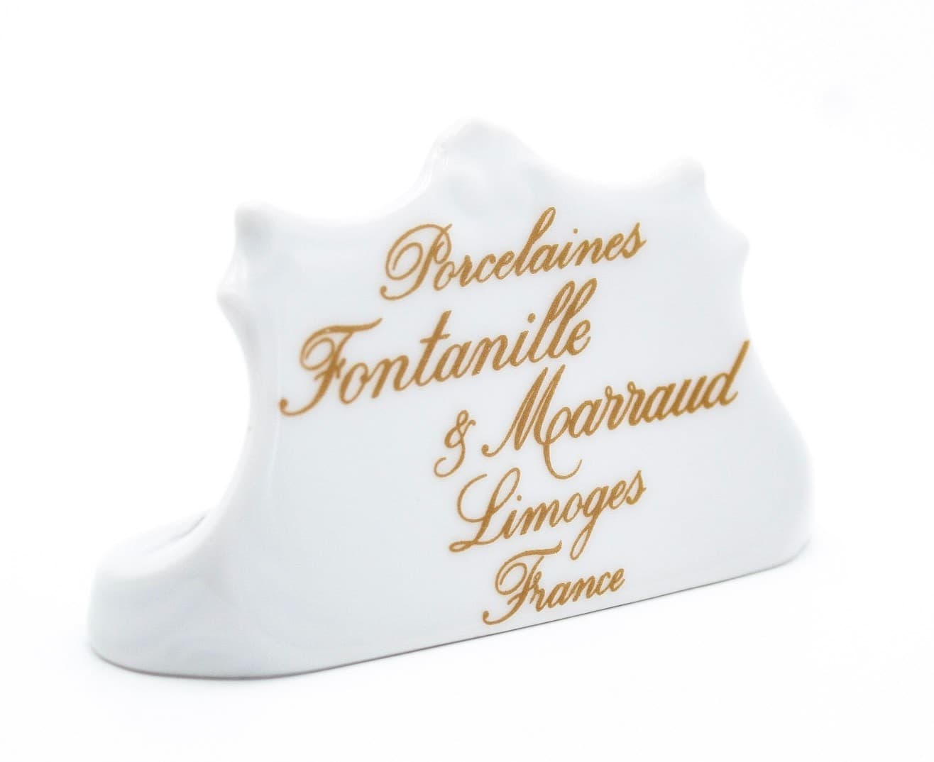 Limoges France Fontanille & Marraud Gold Gilt Porcelain Display Stand Sign - Thumbnail 2