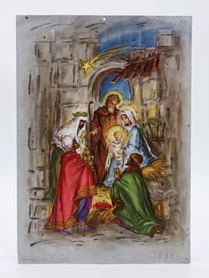 Vintage Made In Germany Winter Festive Nativity Paper Christmas Advent Calendar - Image 1