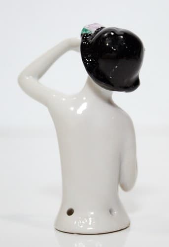 Antique Made In Germany Nude Half Doll Lady Porcelain Pin Cushion - Thumbnail 5