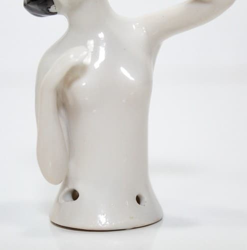 Antique Made In Germany Nude Half Doll Lady Porcelain Pin Cushion - Thumbnail 4