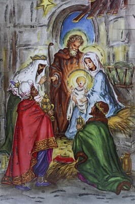 Vintage Made In Germany Winter Festive Nativity Paper Christmas Advent Calendar - Thumbnail 3