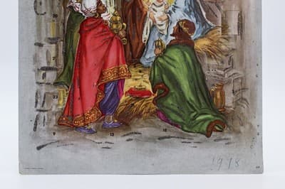 Vintage Made In Germany Winter Festive Nativity Paper Christmas Advent Calendar - Thumbnail 2