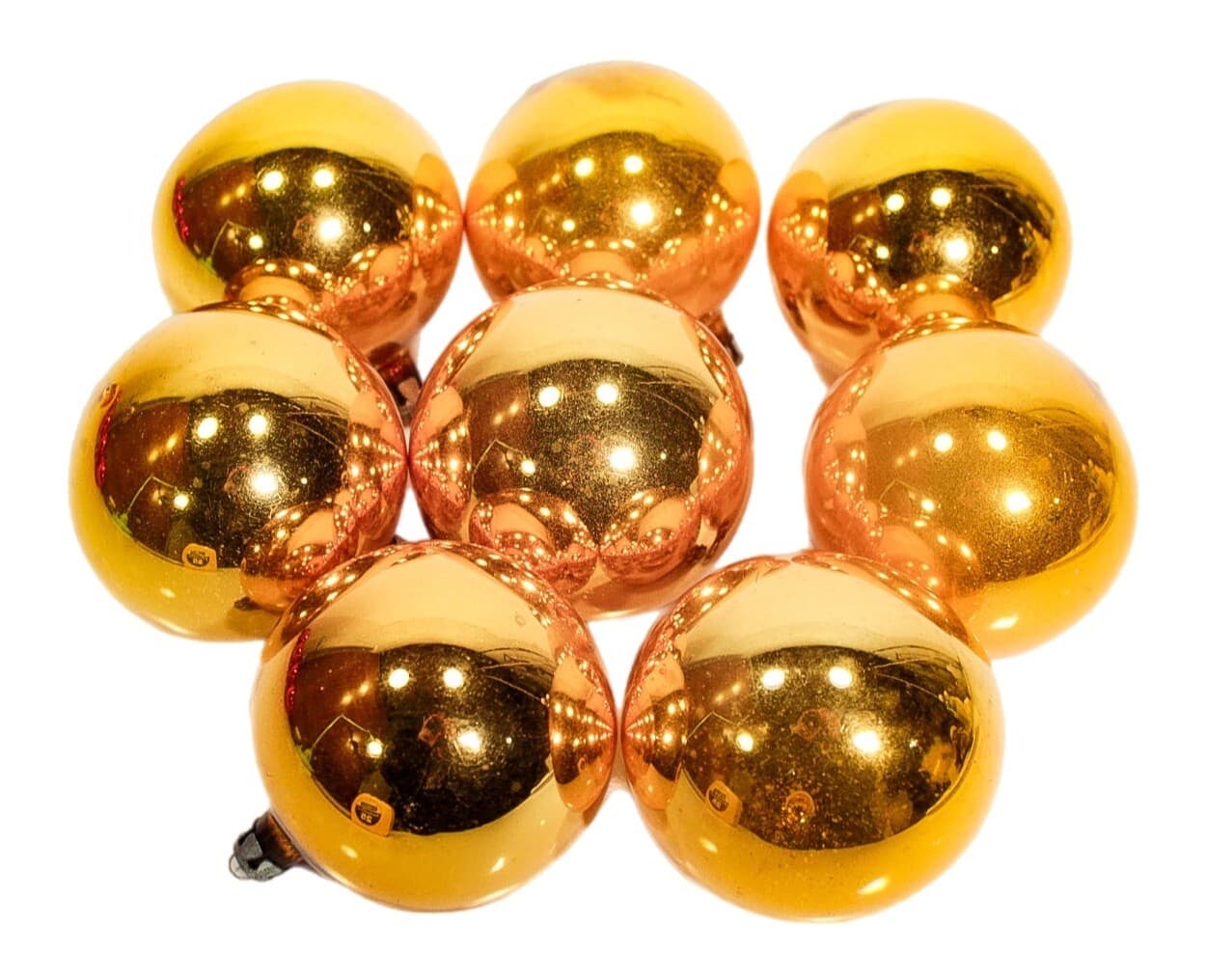 Lot of 8 Vintage Made In POLAND Gold Ball Christmas Ornaments - Image 1