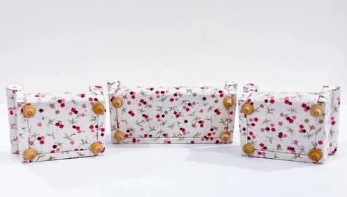 Vintage Floral Upholster Living Room Sofa Set Miniature Dollhouse Furniture 1:12 - Thumbnail 4
