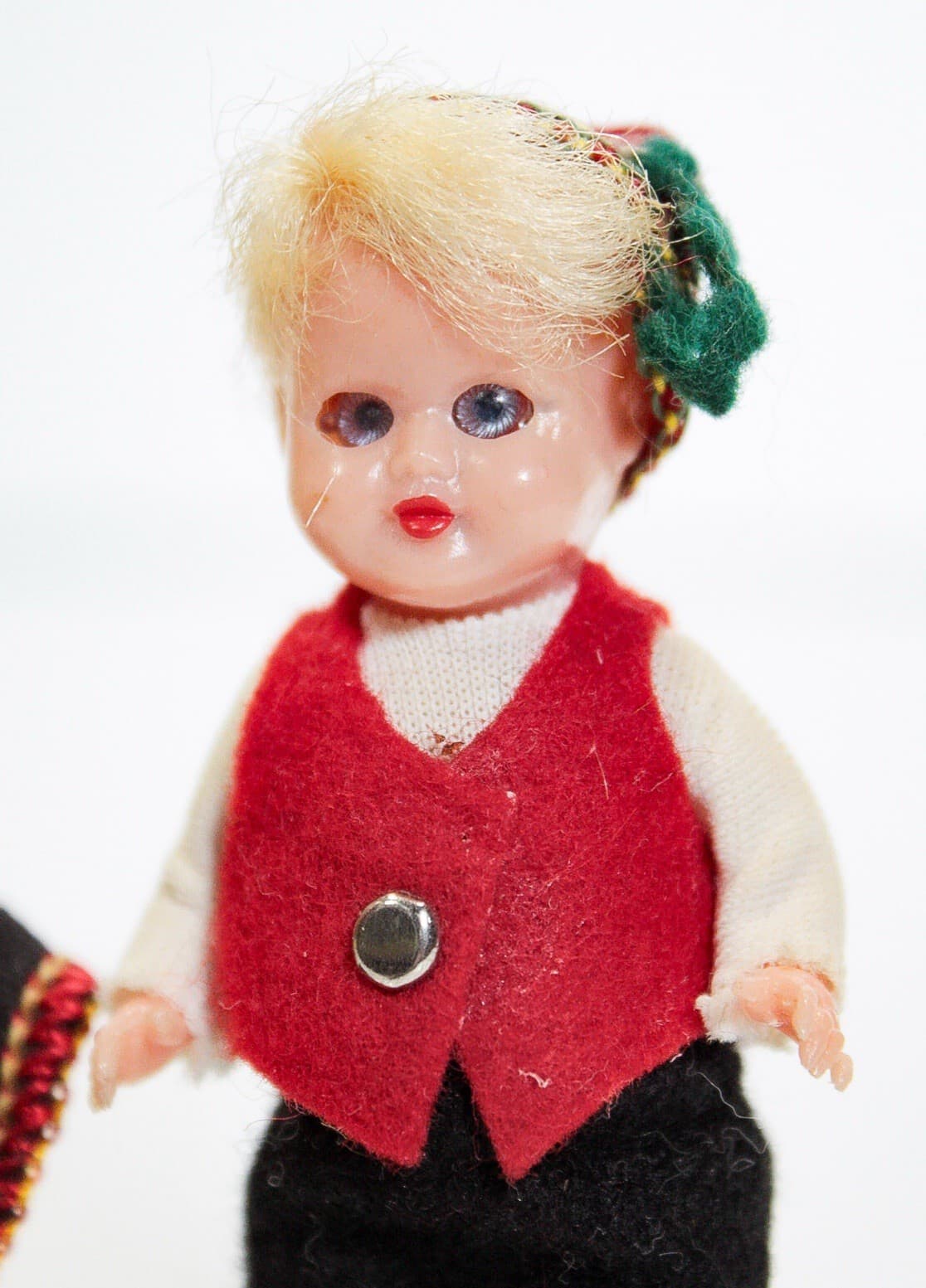 Vintage Bavarian Plastic Village Boy & Girl Miniature Sleeper Dolls - Thumbnail 2