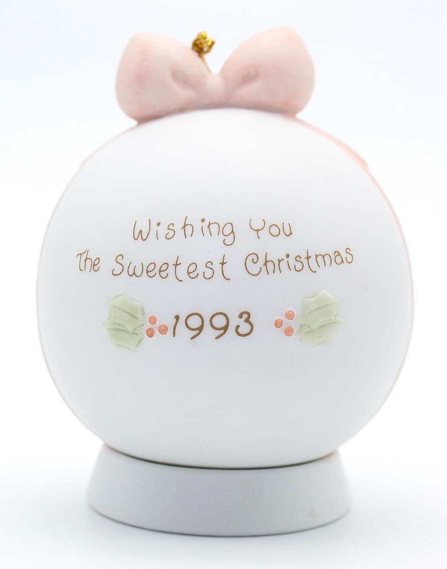 Precious Moments Wishing You The Sweetest Christmas Porcelain Ornament 1993 - Thumbnail 3