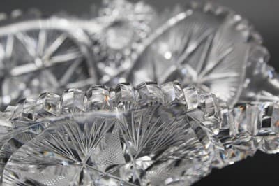 Antique American Brilliant Deep Cut Crystal ABP Boat Bowl Heavy RARE - Thumbnail 8
