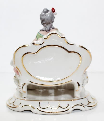 Antique 19th Century Germany Dresden Seated Woman Lace Porcelain Figurine - Thumbnail 6