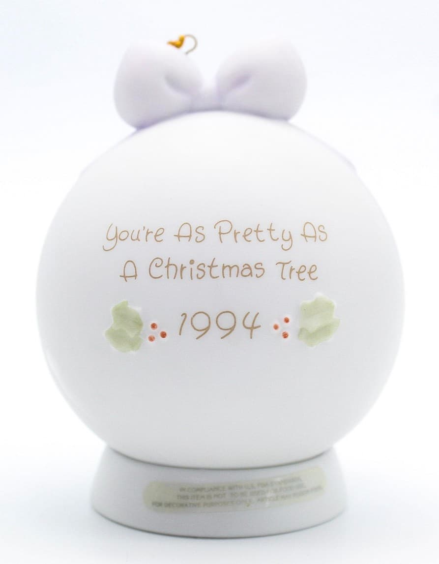 Precious Moments You're As Pretty As A Christmas Tree Porcelain Ornament 1994 - Thumbnail 3