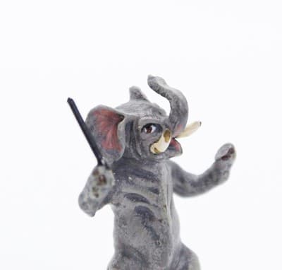 Antique Vienna Bronze Cold Painted Music Director Elephant Miniature Figurine - Thumbnail 3