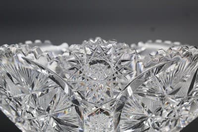 Antique American Brilliant Deep Cut Crystal ABP Boat Bowl Heavy RARE - Thumbnail 5