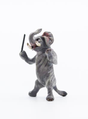 Antique Vienna Bronze Cold Painted Music Director Elephant Miniature Figurine - Thumbnail 2