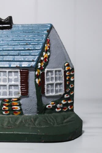 Vintage Antique Cast Iron Cold Painted Cottage House Home Door Stop - Thumbnail 3