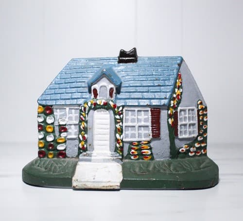 Vintage Antique Cast Iron Cold Painted Cottage House Home Door Stop - Thumbnail 6