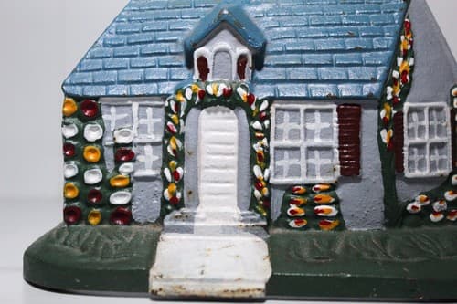 Vintage Antique Cast Iron Cold Painted Cottage House Home Door Stop - Thumbnail 2