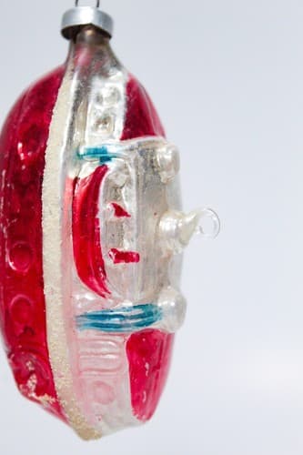 Rare Antique Glass Austria Boat Submarine Hand Painted Christmas Ornament - Thumbnail 4