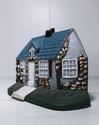 Vintage Antique Cast Iron Cold Painted Cottage House Home Door Stop - Thumbnail 4