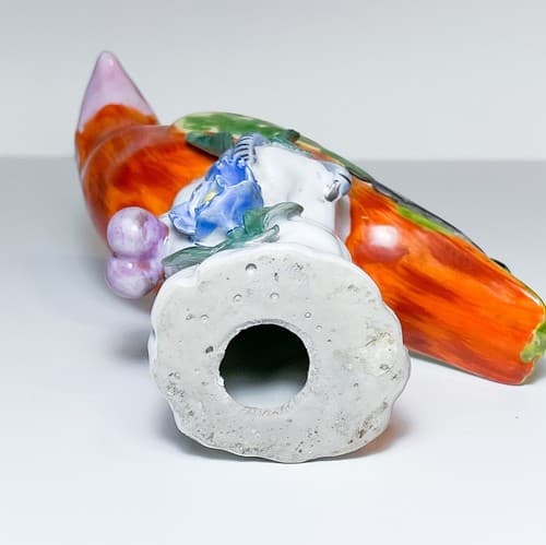 Antique Hand Painted Colorful Bird On Branch Porcelain Figurine 7" - Thumbnail 5