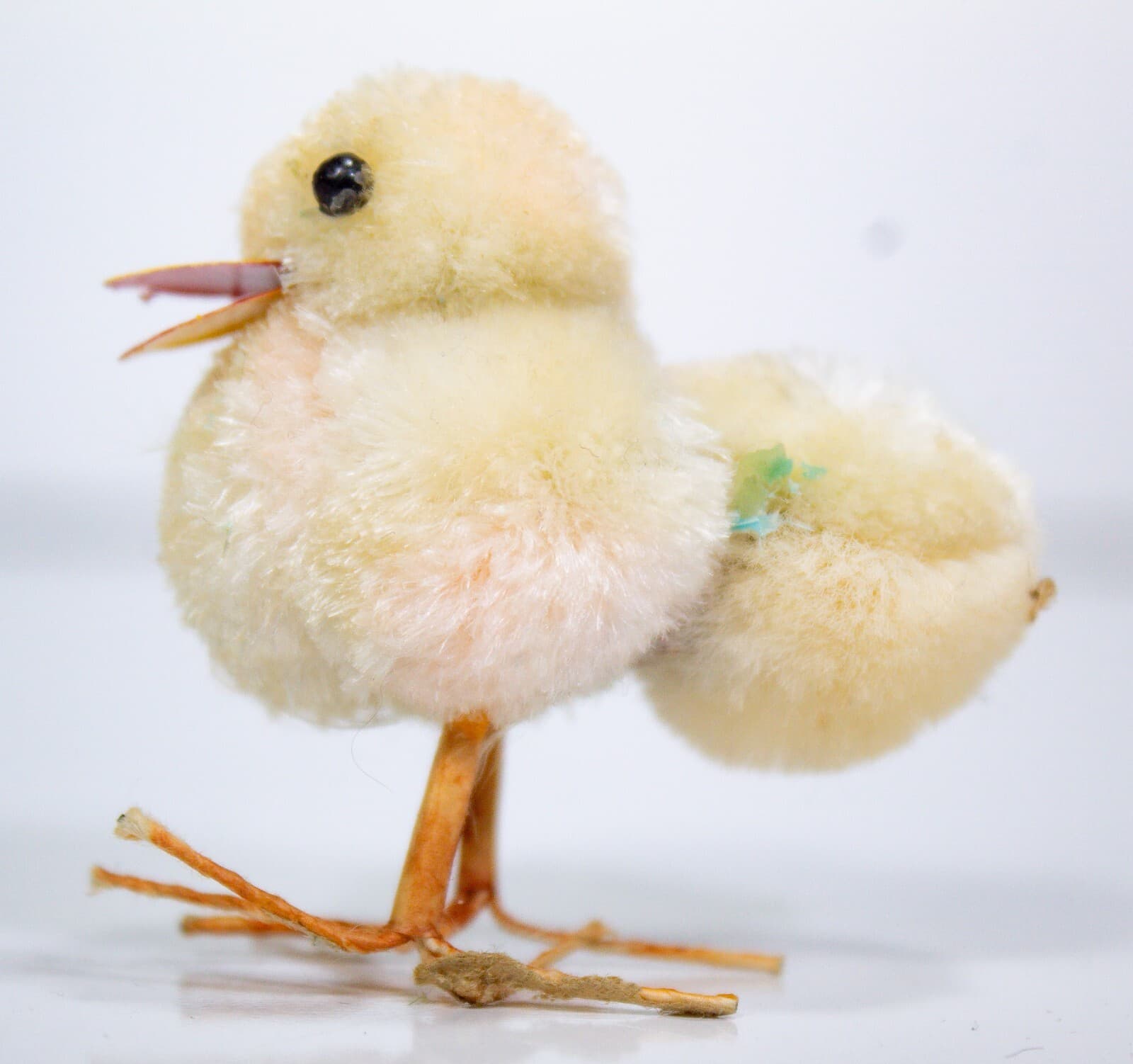 Japan Vintage Miniature Easter Yellow Chenille Pom Pom Chick Figurine - Image 1
