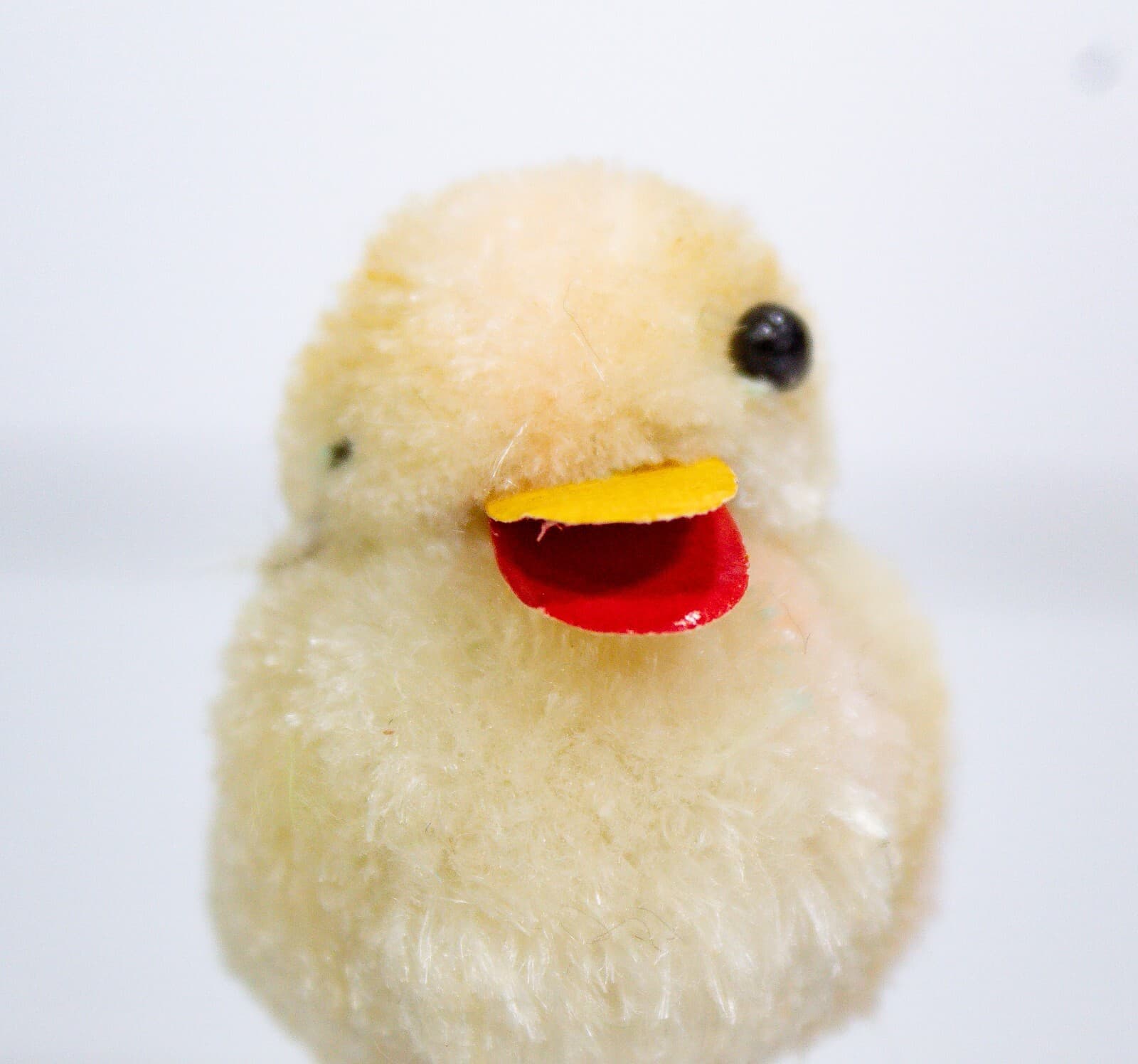 Japan Vintage Miniature Easter Yellow Chenille Pom Pom Chick Figurine - Thumbnail 4