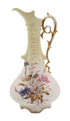 Antique European Porcelain Gold Gilt Floral Motif Ewer Vase - Image 1