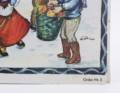 Vtg German Winter Festive Angels & Santa Paper Christmas Advent Calendar - Thumbnail 7