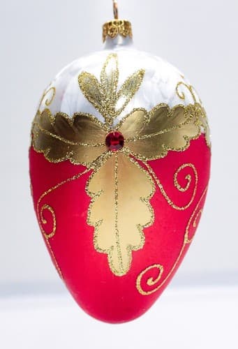 Vtg Hand Decorated Gold Gilt Jeweled Egg Shaped Glass Jumbo Christmas Ornament - Thumbnail 7