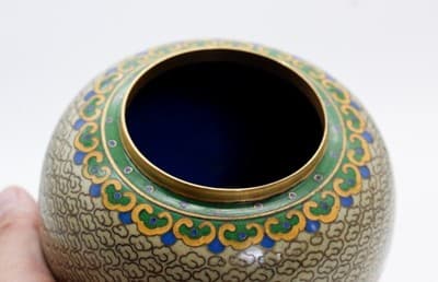 Vintage Chinese Enamel Cherry Blossom Floral Motif Covered Ginger Jar w/Pedestal - Thumbnail 12