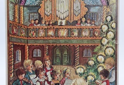 Vintage Germany Church Choir Rare Large Paper Christmas Advent Calendar - Thumbnail 2