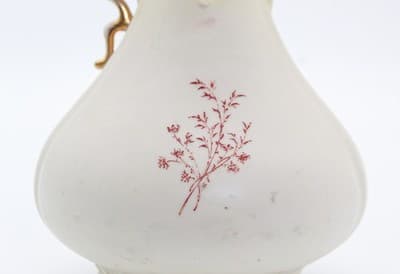 Antique European Porcelain Gold Gilt Floral Motif Ewer Vase - Thumbnail 8