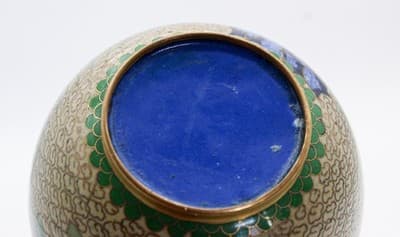 Vintage Chinese Enamel Cherry Blossom Floral Motif Covered Ginger Jar w/Pedestal - Thumbnail 13