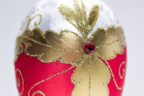 Vtg Hand Decorated Gold Gilt Jeweled Egg Shaped Glass Jumbo Christmas Ornament - Thumbnail 8