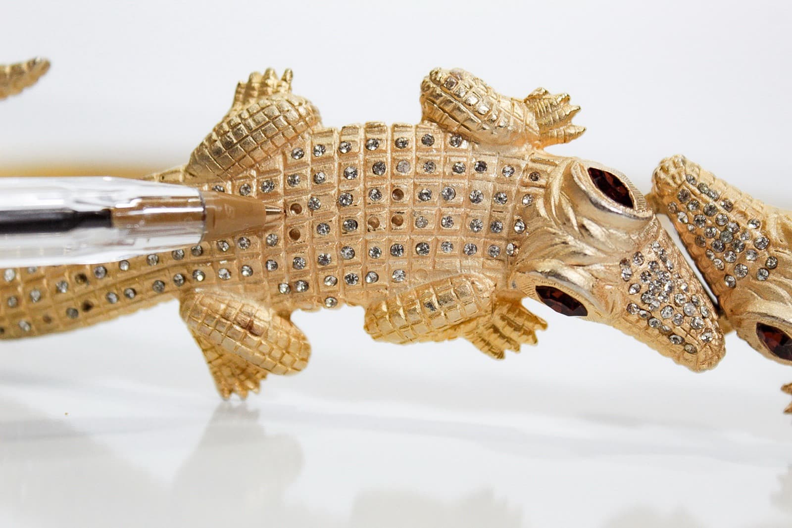 Vtg Designer Hallmarked Gold Tone Rhinestone Alligator Snake Chain Ladies Belt - Thumbnail 4