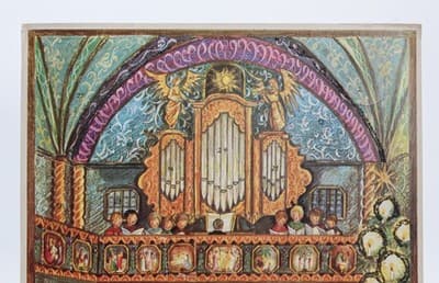 Vintage Germany Church Choir Rare Large Paper Christmas Advent Calendar - Thumbnail 3