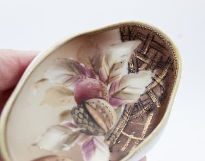 2 Antique Hand Painted Acorn Motif Japan NIPPON Porcelain Serving Dishes - Thumbnail 3
