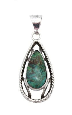 Vintage Sterling Silver 925 Made In Mexico Natural Turquoise Pendant - Image 1