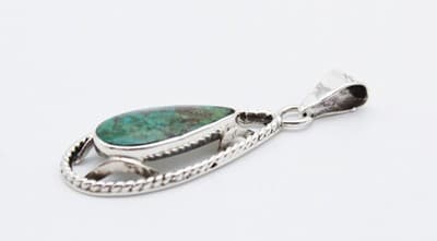 Vintage Sterling Silver 925 Made In Mexico Natural Turquoise Pendant - Thumbnail 4