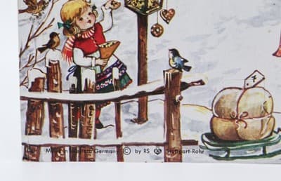 Vtg Germany Winter Festive Children & Village Paper Christmas Advent Calendar - Thumbnail 7