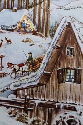 Vtg Germany Winter Festive Children & Village Paper Christmas Advent Calendar - Thumbnail 4