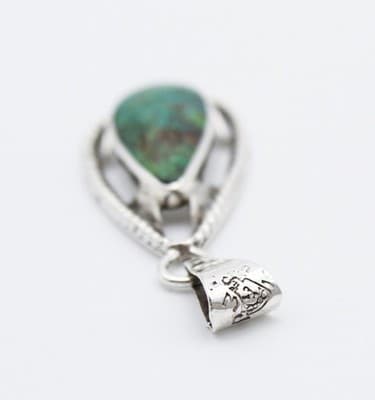 Vintage Sterling Silver 925 Made In Mexico Natural Turquoise Pendant - Thumbnail 3
