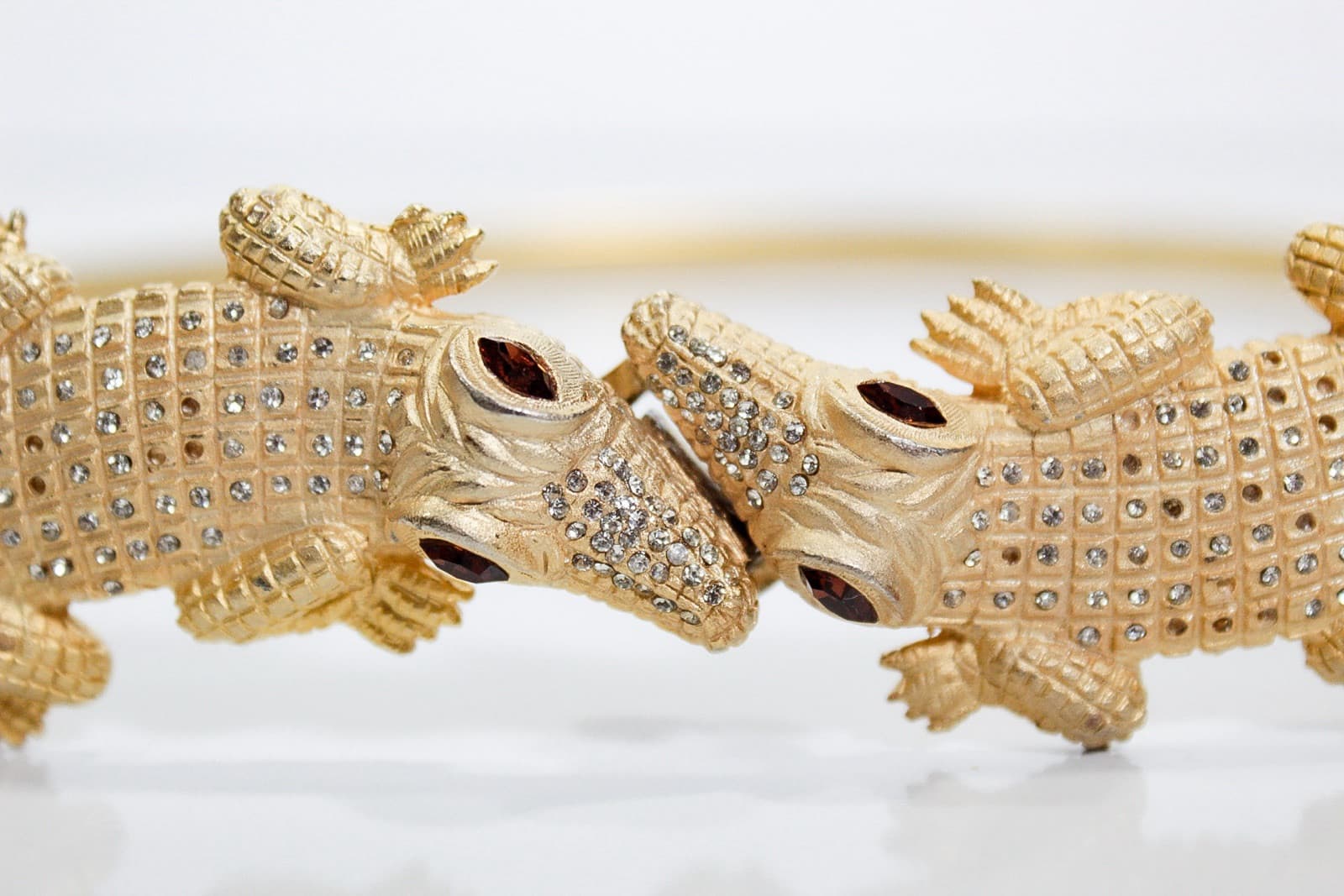 Vtg Designer Hallmarked Gold Tone Rhinestone Alligator Snake Chain Ladies Belt - Thumbnail 3