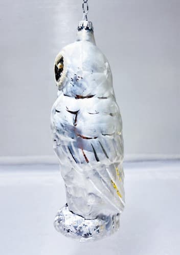 KREBS GLAS LAUSCHA Germany Snowy Owl Glass Christmas Ornament - Thumbnail 2