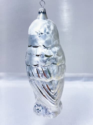 KREBS GLAS LAUSCHA Germany Snowy Owl Glass Christmas Ornament - Thumbnail 3