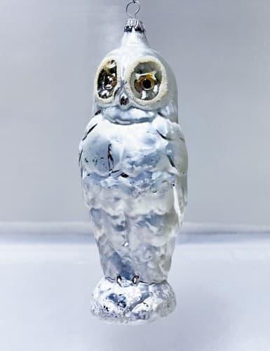 KREBS GLAS LAUSCHA Germany Snowy Owl Glass Christmas Ornament - Thumbnail 7