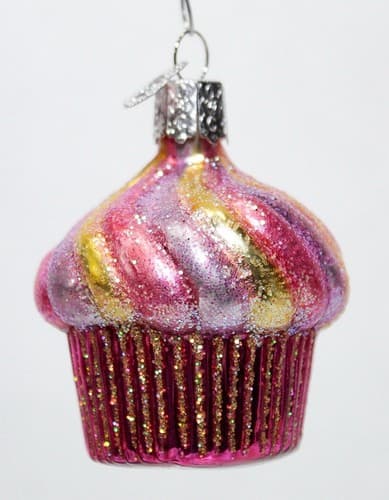 OWC Old World Christmas Colorful Glittered Glass Cupcake Christmas Ornament - Thumbnail 4