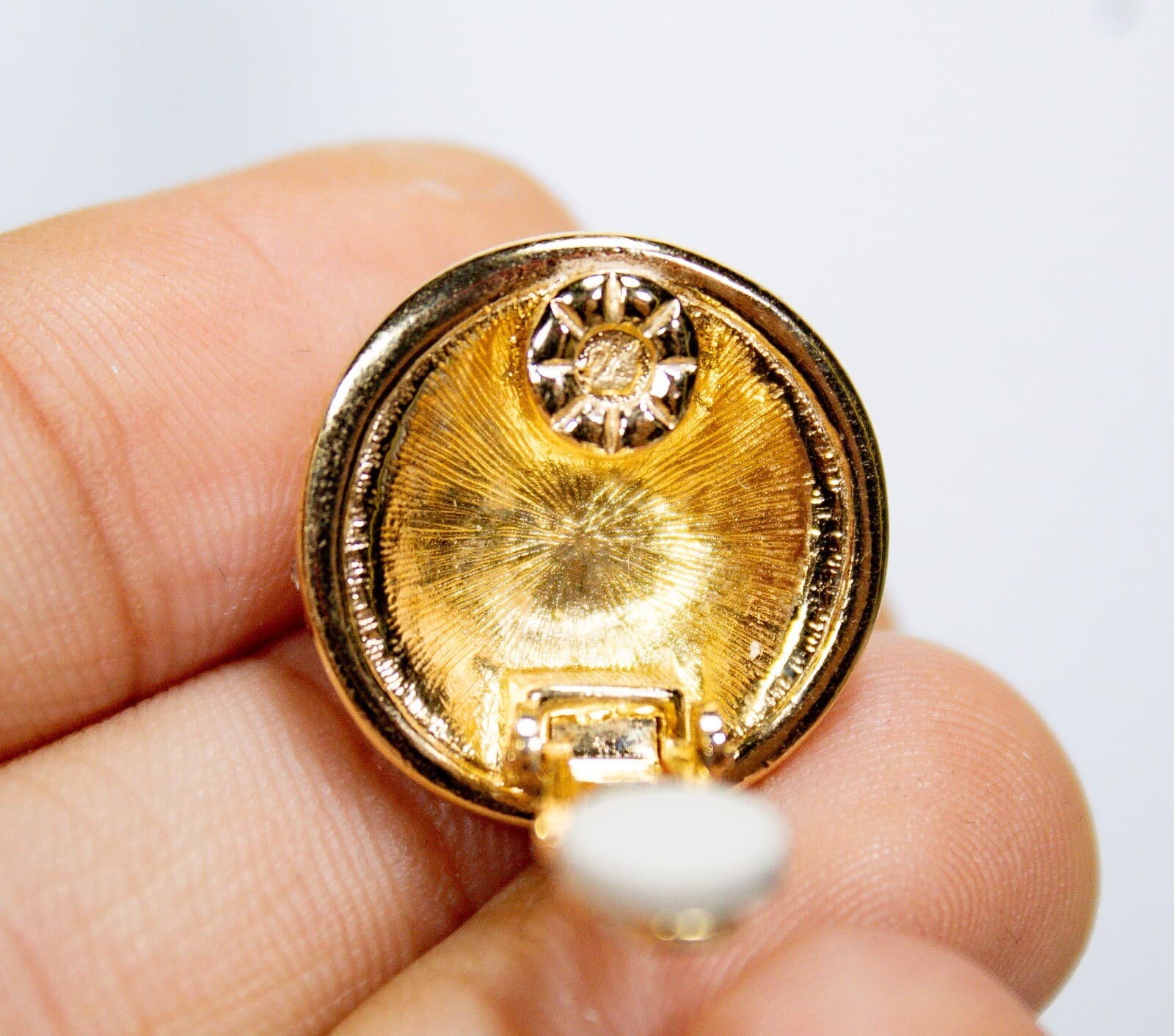 SWAROVSKI Vintage Gold Tone Pave Crystal Domed Button Clip Earrings - Thumbnail 4