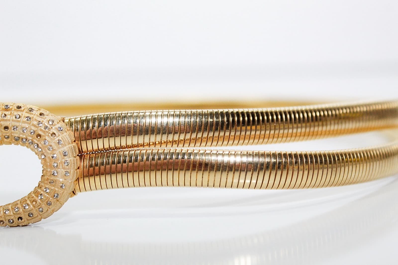 Vtg Designer Hallmarked Gold Tone Rhinestone Alligator Snake Chain Ladies Belt - Thumbnail 5