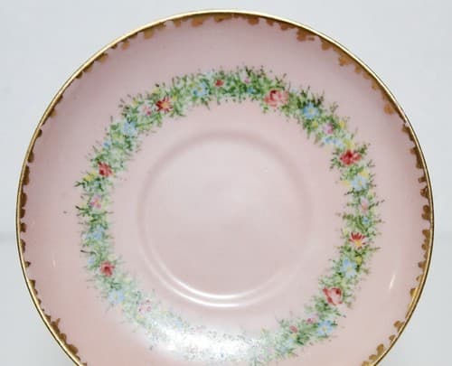 LIMOGES France T & V Vintage Gold Gilt Pink Porcelain Boullion Cup & Saucer - Thumbnail 5